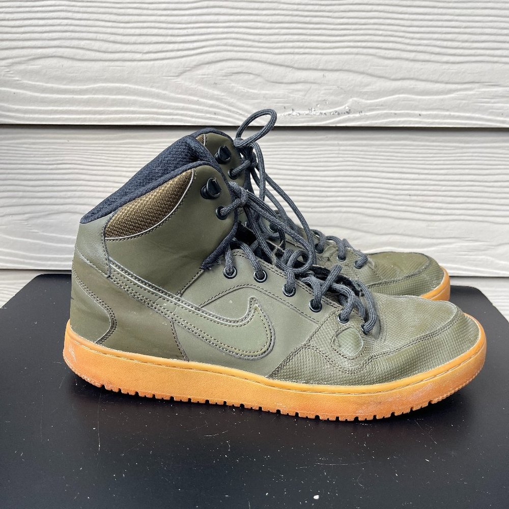 Nike Men's Son of Force Mid Loden Green Leather Shoes Sneakers Size 12